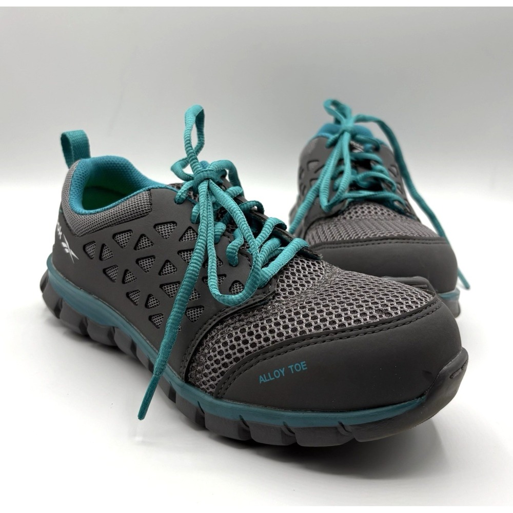 REEBOK Work Shoe Women's Size 5.5 Gray Teal Sublite Safety Alloy Toe RB045